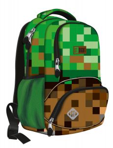 Plecak szkolny wielokomorowy Minecraft ST.RIGHT PIXEL zilono brązowy14 l