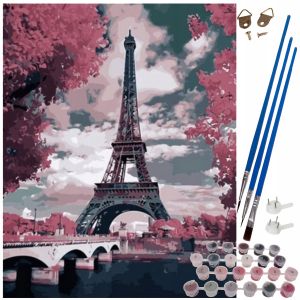 Obraz Malowanie Po Numerach Na Ramie 40x50 Wieża Eiffla Paryż Zestaw DIY