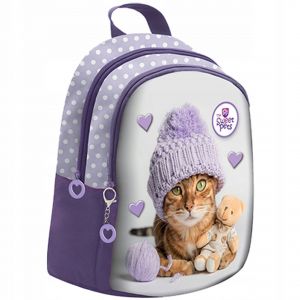 Plecak przedszkolny dwukomorowy Beniamin dziewczynki fioletowy sweet kotek