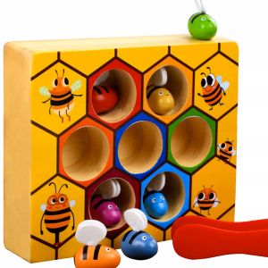 Gra Edukacyjna Drewniana Montessori Plaster Miodu Pracowite Pszczoły Złap