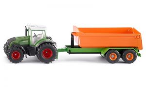 Traktor Fendt z przyczepą z podnośnikiem