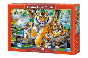 Puzzle 1000 elementów - Tygrysy przy potoku