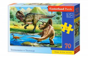 Puzzle 70 elementów Dinozaury Tyranozaur Triceratops