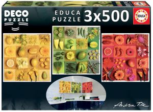 Puzzle 3x500 elementów Egzotyczne owoce i kwiaty A.Tilk