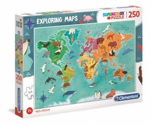 Puzzle 250 elementów EXPLORING MAPS Animals in the World