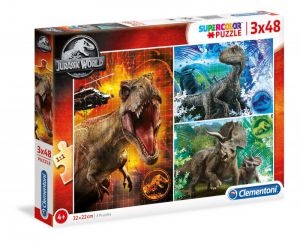 Puzzle 3 x 48 elementów Super Kolor Jurassic World