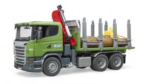 Ciężarówka Scania R z dźwigiem, przyczepą i pniami