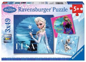 Puzzle 3x49 elementów Kraina Lodu Elsa Anna i Olaf