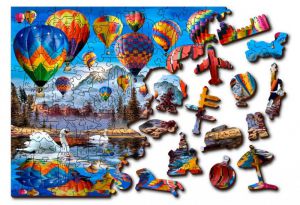 Puzzle drewniane 3D Podróż balonem Peaceful Travelling M