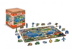 Puzzle drewniane 3D Zwierzęta świata mapa Animal Kingdom Map L