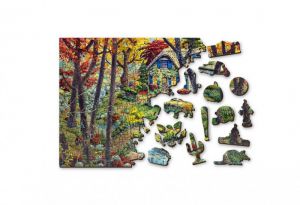 Puzzle drewniane 3D Domek w lesie A cottage in the woods M