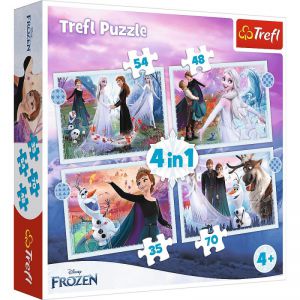 Puzzle 4w1 Magia w lesie Kraina Lodu Frozen 2