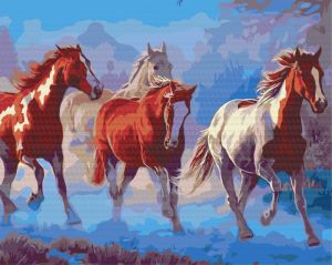 Obraz Malowanie po numerach - Tabun koni