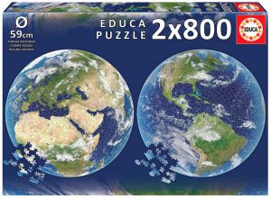 Puzzle 2x800 elementów Planeta Ziemia (okrągłe)