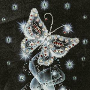 Mandala 7D - Biały motyl z poświatą