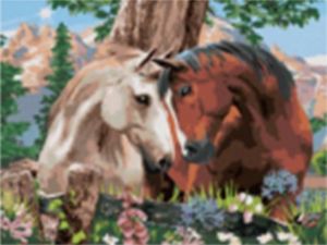 Obraz Malowanie po numerach - Konie pod drzewem