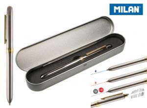 Długopis Milan trzy funkcyjny w metalowym opakowaniu