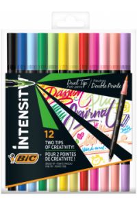 Flamastry dwustronne BIC Intensity Dual Tip Classic Pastel 12 kolorów