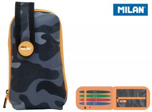 Piórnik Milan owalny mini z saszetką Black Camouflage