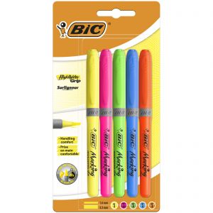 Zakreślacz BIC Highlighter Grip 5 kolorów Blister 5sztuk