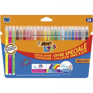 Flamastry BIC Kids Kid Couleur Fluo pudełko 20+4 kolory