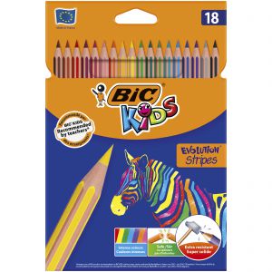 Kredki BIC Kids Eco Evolution Stripes ołówkowe pudełko 18 kolorów