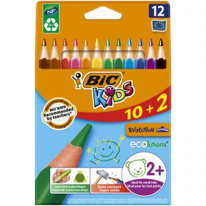 Kredki ołówkowe Evolution Triangle ECOlutions BIC Kids 10+2 kolory
