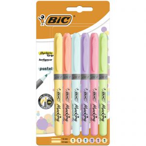 Zakreślacz BIC Highlighter Grip Pastel mix Blister 6szt