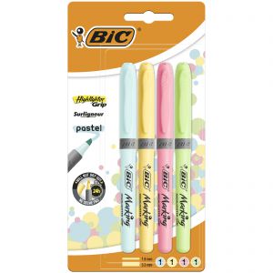 Zakreślacz BIC Highlighter Grip Pastel mix Blister 4szt