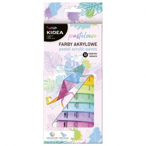 Farby akrylowe pastelowe Kidea 12 kolorów 12 ml