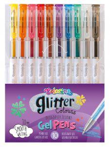 Długopisy Colorino Kids żelowe brokat 10 kolorów