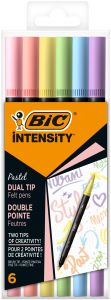 Flamastry dwustronne BIC Intensity Dual Tip Pastel 6 kolorów