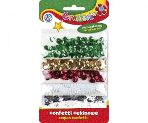 Confetti cekinowe kółka na blistrze - mix 5 wzorów świątecznych 1000 sztuk