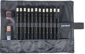 Zestaw ołówków TOISON D\'OR Koh-i-Noor 8B-2H  w czarnym piórniku 12 sztuk 1900