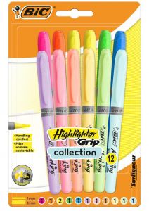 Zakreślacz BIC Highlighter Grip Collection 12 kolorów blister