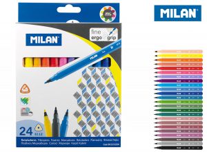 Flamastry trójkątne cienkie Milan 24 kolory