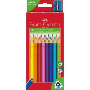 Kredki ołówkowe trójkątne jumbo Faber-Castell 20 kolorów + temperówka